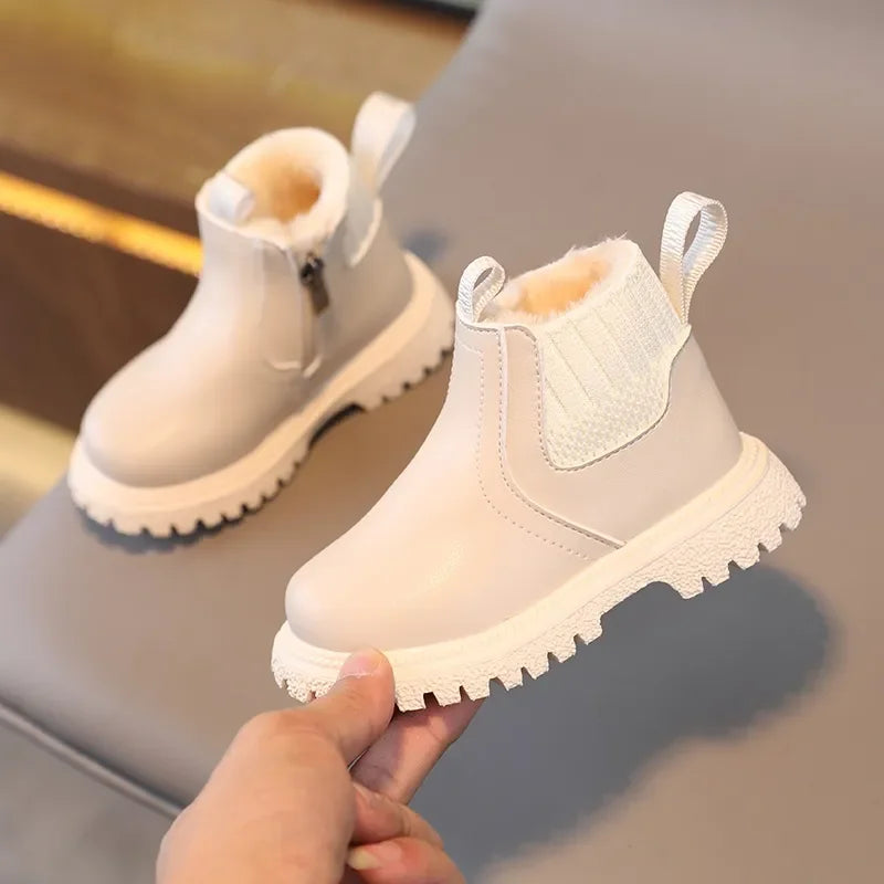 Leather kids snow boot