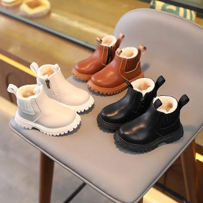 Leather kids snow boot