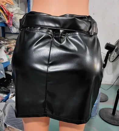 Leather skirt with slit | new fashion