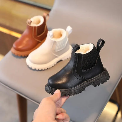 Leather kids snow boot