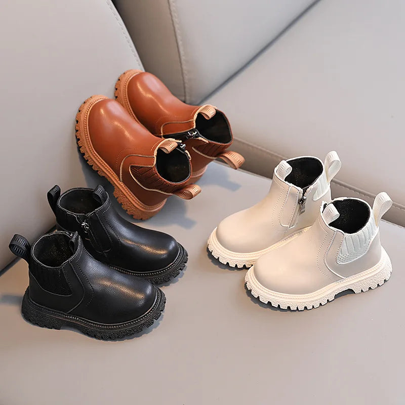 Leather kids snow boot