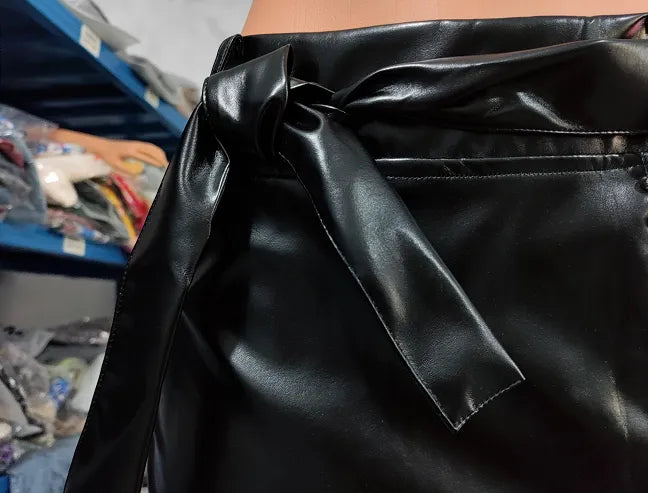 Leather skirt with slit | new fashion